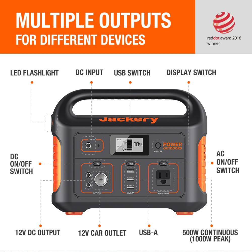 Jackery Explorer 550 Portable Power Station (Refurbished)